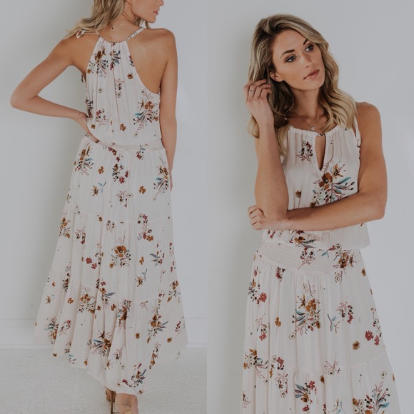 VICI Collection Dresses & Skirts - Blush Floral Horizon Smocked Maxi Dress